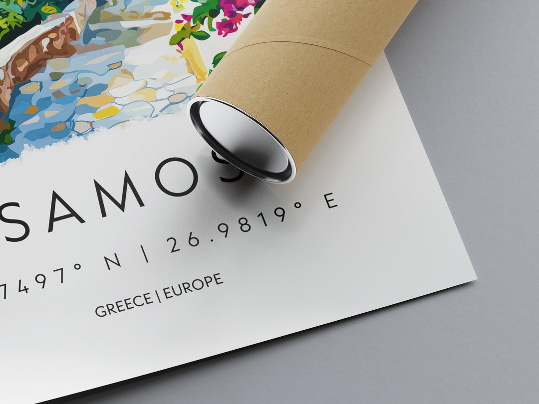 Samos Watercolor Poster Samos Greece Travel Print Wall Art Samos Home Decor Samos Gift Art Lovers Greece Art Samos Island View