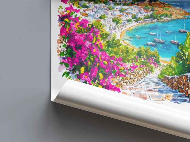 Rhodes Watercolor Poster Rhodes Greece Travel Print Wall Art Rhodes Home Decor Rhodes Gift Art Lovers Greece Art Rhodes Island View