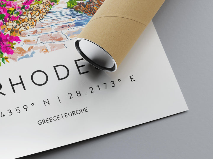 Rhodes Watercolor Poster Rhodes Greece Travel Print Wall Art Rhodes Home Decor Rhodes Gift Art Lovers Greece Art Rhodes Island View
