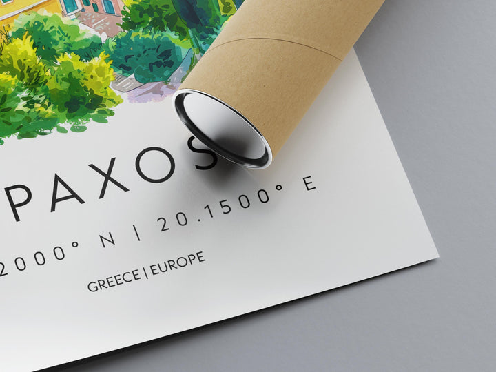 Paxos Watercolor Poster Paxos Greece Travel Print Wall Art Paxos Home Decor Paxos Gift Art Lovers Greece Art Paxos Island View