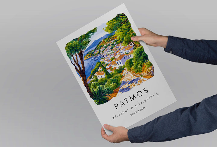 Patmos Watercolor Poster Patmos Greece Travel Print Wall Art Patmos Home Decor Patmos Gift Art Lovers Greece Art Patmos Island