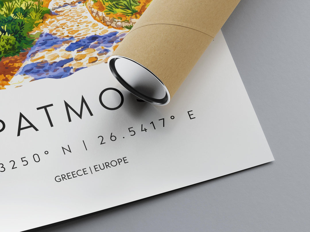 Patmos Watercolor Poster Patmos Greece Travel Print Wall Art Patmos Home Decor Patmos Gift Art Lovers Greece Art Patmos Island