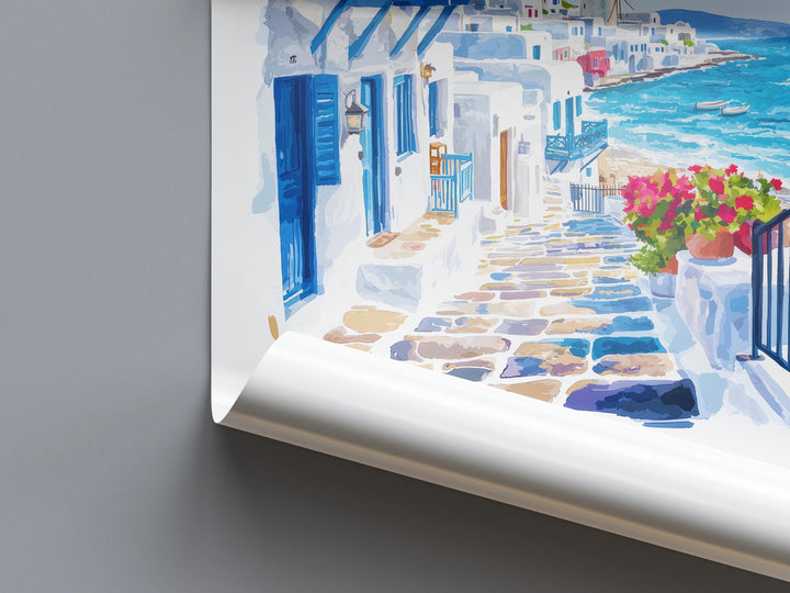 Mykonos Watercolor Poster Mykonos Greece Travel Print Wall Art Mykonos Home Decor Mykonos Gift Art Lovers Greece Art Mykonos Island