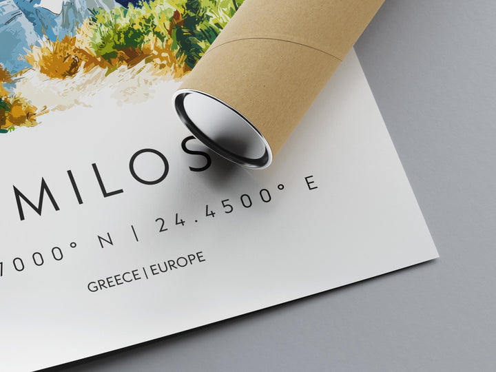 Milos Watercolor Poster Milos Greece Travel Print Wall Art Milos Home Decor Milos Gift Art Lovers Greece Art Milos Island View