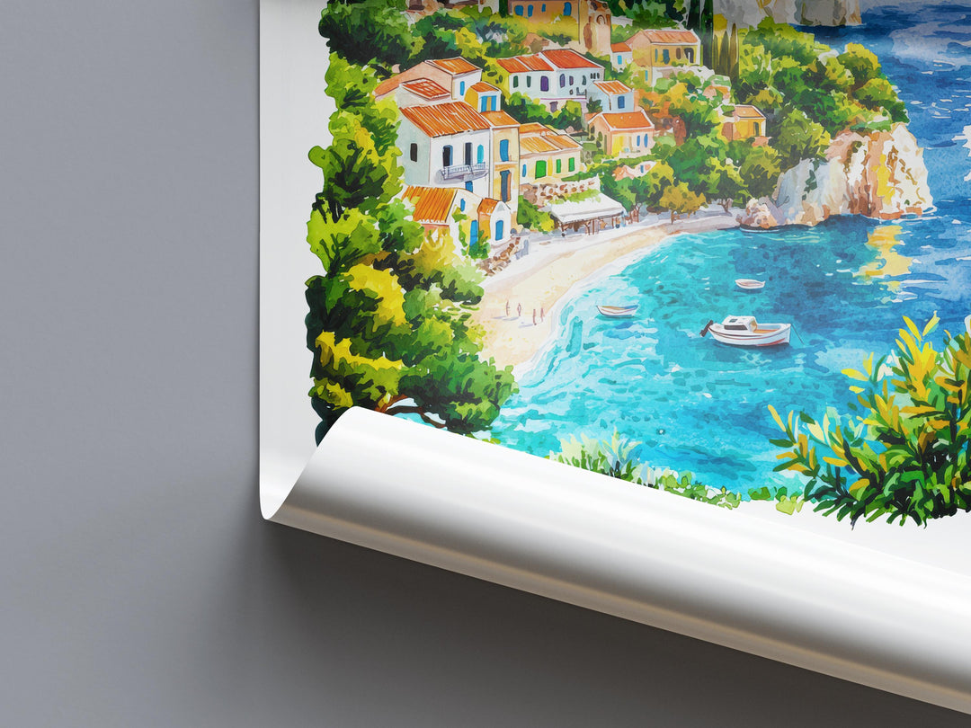 Kefalonia Watercolor Poster Kefalonia Greece Travel Print Wall Art Kefalonia Home Decor Kefalonia Gift Art Lovers Greece Art Kefalonia