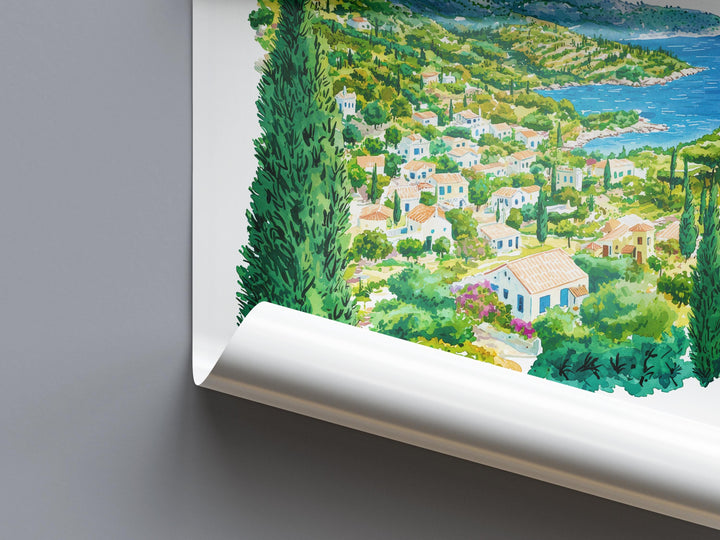 Ithaca Watercolor Poster Ithaca Greece Travel Print Wall Art Ithaca Home Decor Ithaca Gift Art Lovers Greece Art Ithaca Island View