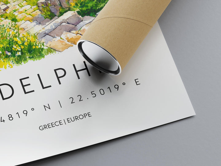 Delphi Watercolor Poster Delphi Greece Travel Print Wall Art Delphi Home Decor Delphi Gift Art Lovers Greece Art Delphi Oracle Site