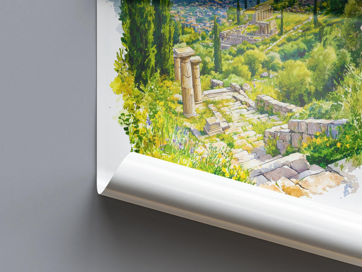 Delphi Watercolor Poster Delphi Greece Travel Print Wall Art Delphi Home Decor Delphi Gift Art Lovers Greece Art Delphi Oracle Site