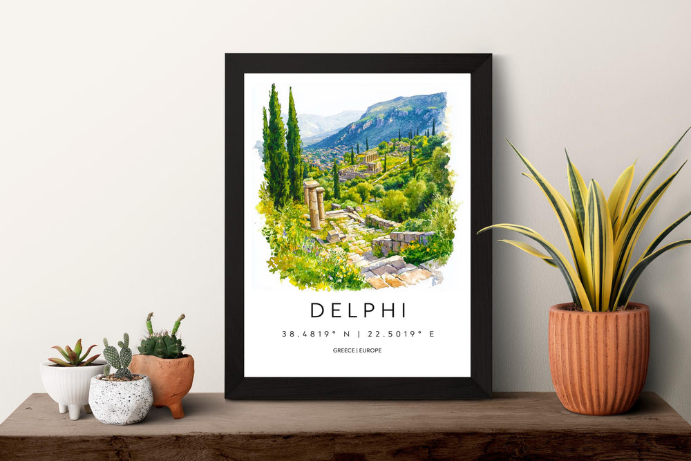 Delphi Watercolor Poster Delphi Greece Travel Print Wall Art Delphi Home Decor Delphi Gift Art Lovers Greece Art Delphi Oracle Site