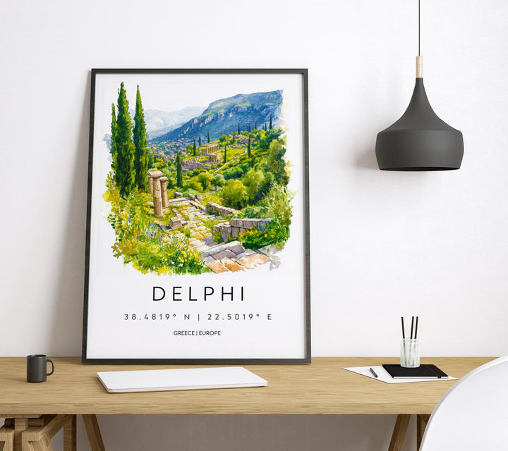 Delphi Watercolor Poster Delphi Greece Travel Print Wall Art Delphi Home Decor Delphi Gift Art Lovers Greece Art Delphi Oracle Site