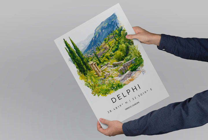 Delphi Watercolor Poster Delphi Greece Travel Print Wall Art Delphi Home Decor Delphi Gift Art Lovers Greece Art Delphi Oracle Site