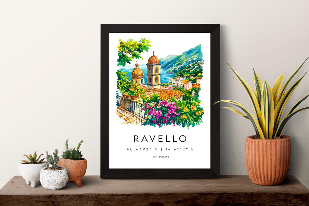 Ravello Watercolor Poster Ravello Italy Travel Print Wall Art Ravello Home Decor Ravello Gift Art Lovers Amalfi Coast View