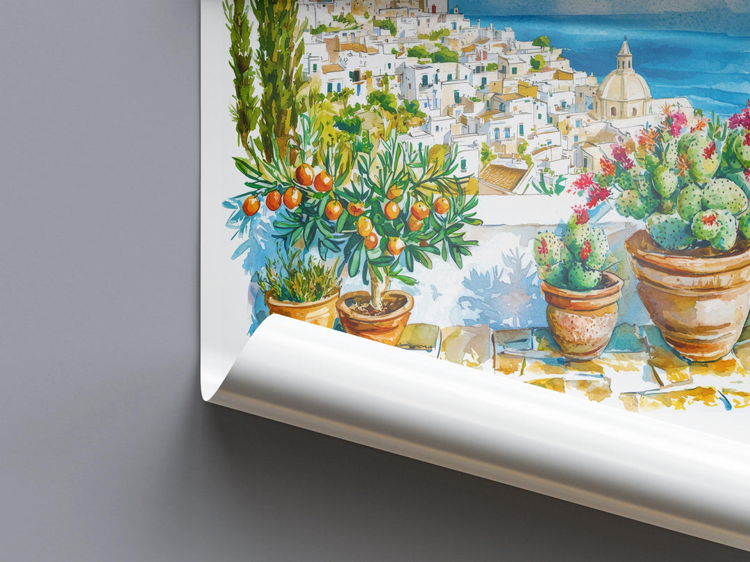 Puglia Watercolor Poster Puglia Italy Travel Print Wall Art Puglia Home Decor Puglia Gift Art Lovers Italy Art Puglia Landscape
