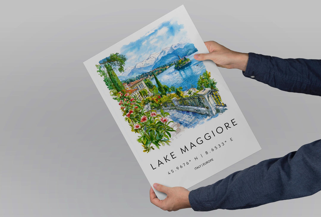 Lake Maggiore Watercolor Poster Lake Maggiore Italy Travel Print Wall Art Lake Maggiore Home Decor Lake Maggiore Gift Art Lovers Italy