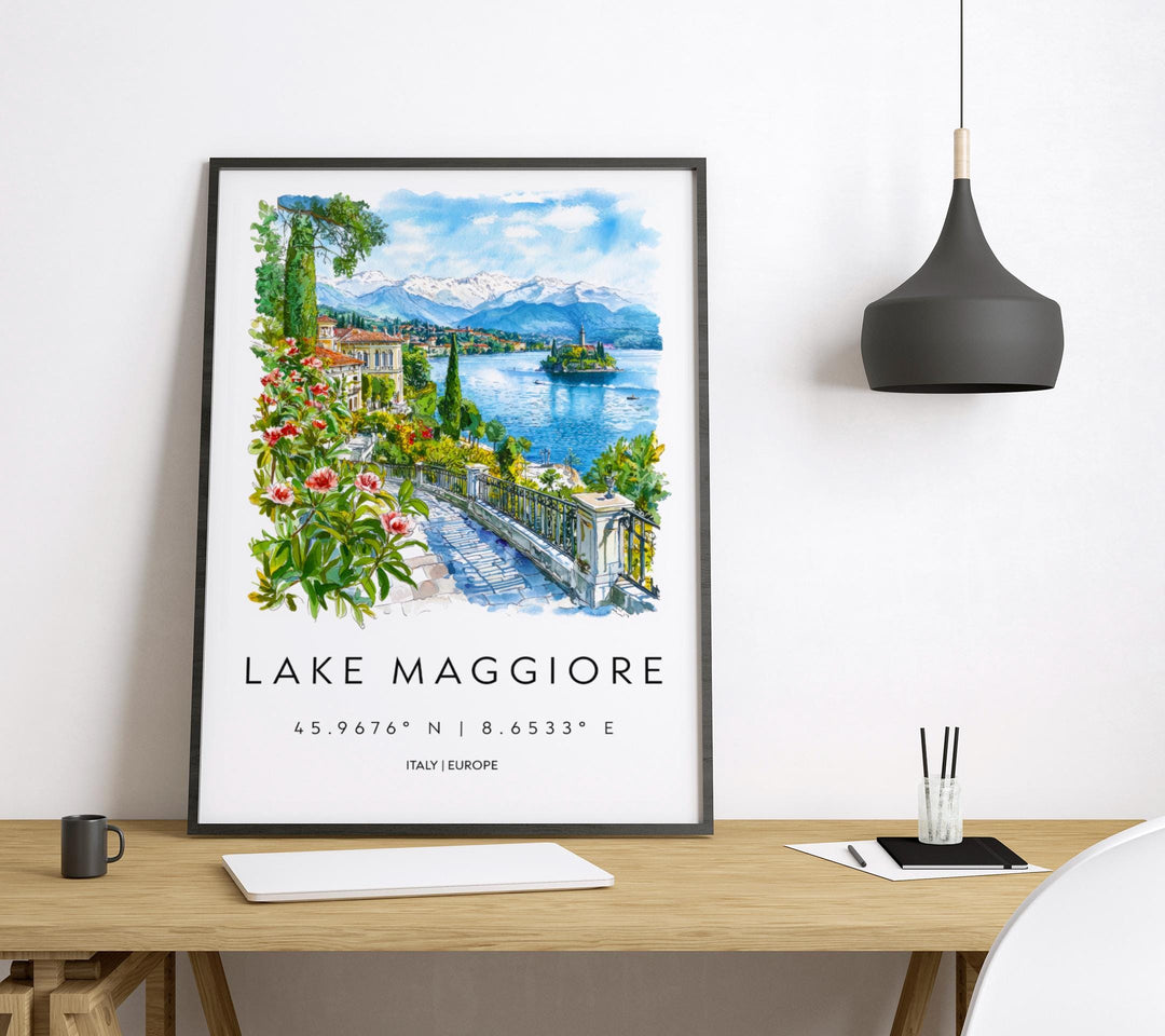 Lake Maggiore Watercolor Poster Lake Maggiore Italy Travel Print Wall Art Lake Maggiore Home Decor Lake Maggiore Gift Art Lovers Italy