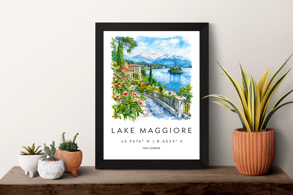 Lake Maggiore Watercolor Poster Lake Maggiore Italy Travel Print Wall Art Lake Maggiore Home Decor Lake Maggiore Gift Art Lovers Italy