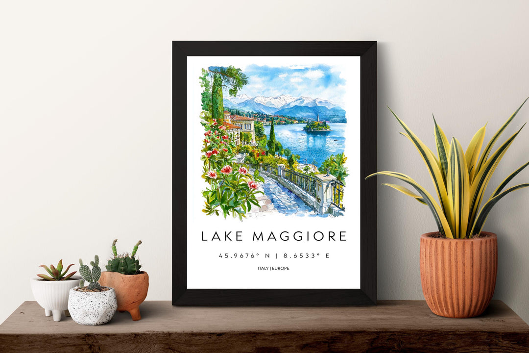 Lake Maggiore Watercolor Poster Lake Maggiore Italy Travel Print Wall Art Lake Maggiore Home Decor Lake Maggiore Gift Art Lovers Italy