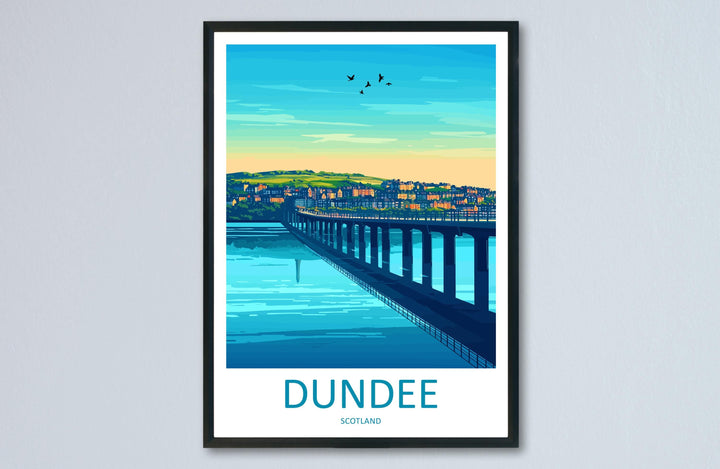 Dundee Travel Poster Scotland Wall Art Cityscape Print Waterfront View Illustration V&A Museum Decor Dundee Gift Souvenir Scene