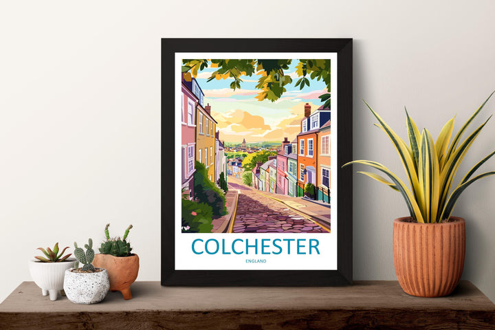 Colchester Travel Poster England Wall Art Historic Town Print Castle View Illustration Roman Heritage Decor Colchester Gift Souvenir