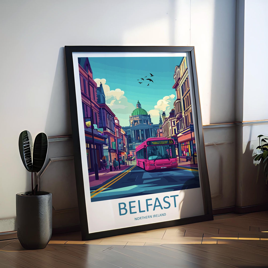 Belfast Travel Poster Northern Ireland Wall Art Cityscape Print Titanic Quarter Illustration Urban Decor Belfast Gift Souvenir Scene