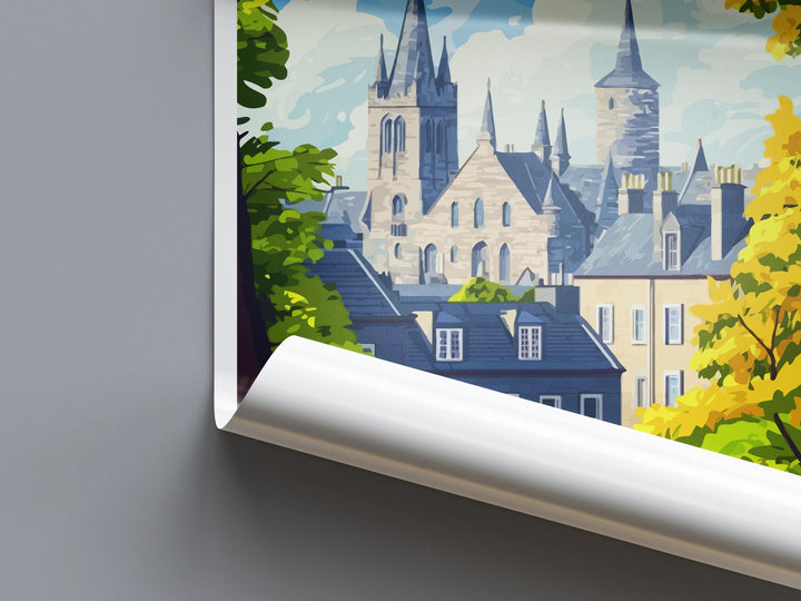Aberdeen Travel Poster Scotland Wall Art Coastal City Print Granite Skyline Illustration North Sea Decor Aberdeen Gift Souvenir Scene
