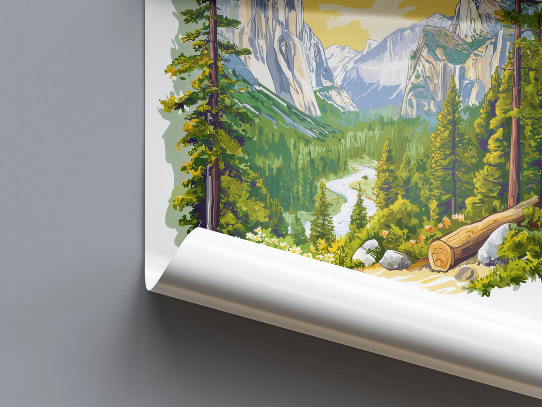 Yosemite Watercolor Poster Yosemite Travel Print Yosemite Wall Art National Park Painting Yosemite Souvenir Decor