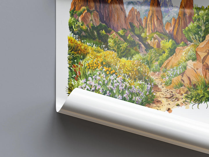 Pinnacles Watercolor Poster Pinnacles Travel Print National Park Wall Art California Painting Pinnacles Souvenir Decor