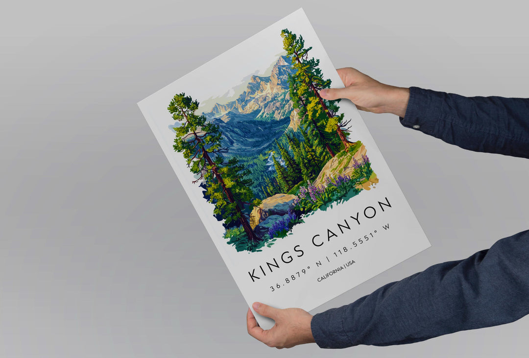 Kings Canyon Watercolor Poster Kings Canyon Travel Print National Park Wall Art Nature Painting Kings Canyon Decor