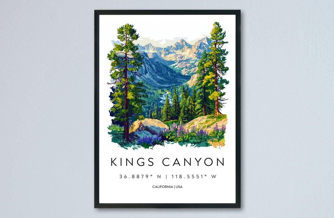 Kings Canyon Watercolor Poster Kings Canyon Travel Print National Park Wall Art Nature Painting Kings Canyon Decor
