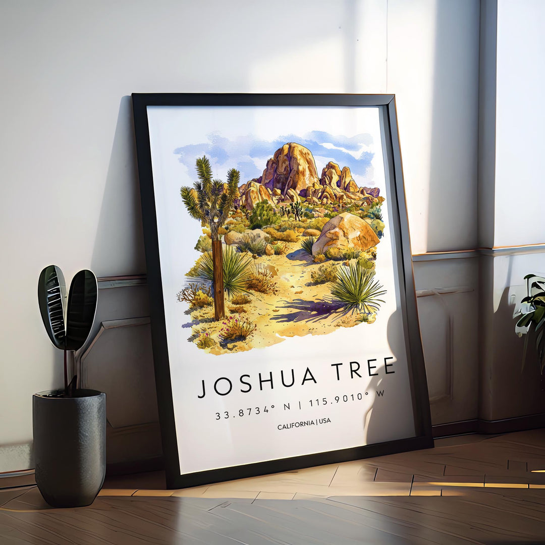 Joshua Tree Watercolor Poster Joshua Tree Travel Print National Park Wall Art Desert Painting Joshua Tree Decor