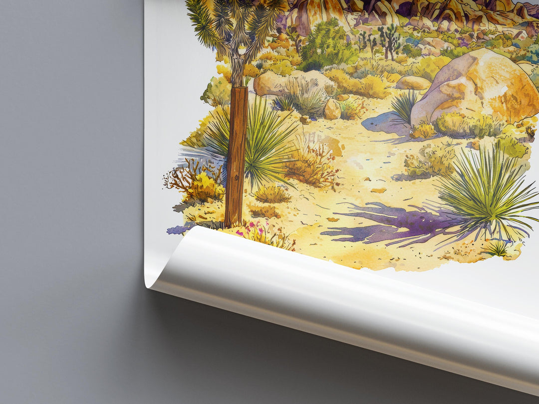 Joshua Tree Watercolor Poster Joshua Tree Travel Print National Park Wall Art Desert Painting Joshua Tree Decor