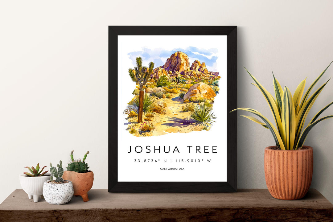 Joshua Tree Watercolor Poster Joshua Tree Travel Print National Park Wall Art Desert Painting Joshua Tree Decor