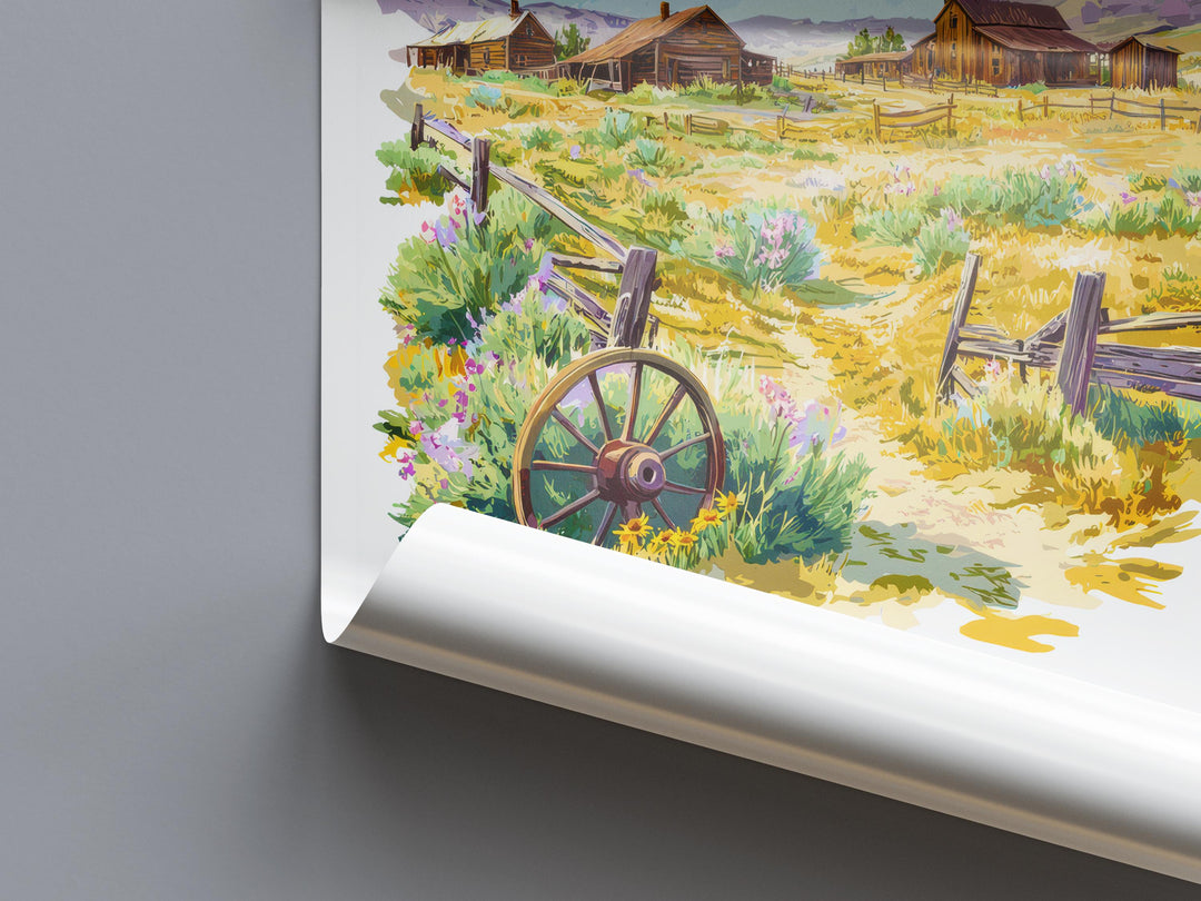 Bodie State Park Watercolor Poster Bodie Ghost Town Print California Wall Art Gold Rush Painting Bodie Decor
