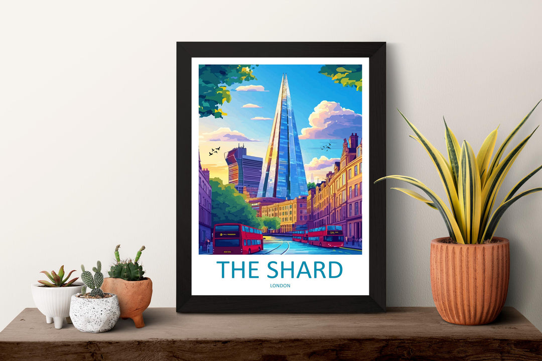 The Shard Travel Poster London Wall Art Modern Landmark Print Cityscape Illustration London Skyline Decor Shard Gift Souvenir Scene