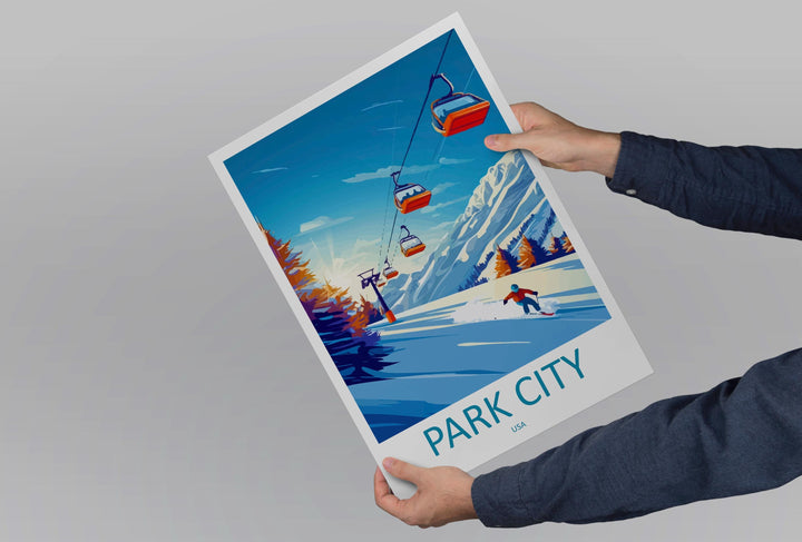Park City Travel Poster Utah Wall Art Mountain Resort Print Ski Town Illustration Snowy Landscape Decor Park City Gift Souvenir Scene