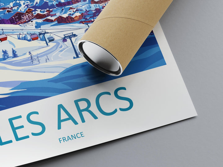 Les Arcs Travel Poster France Wall Art Ski Resort Print Alpine Mountain Illustration Snowy Landscape Decor Les Arcs Gift Souvenir