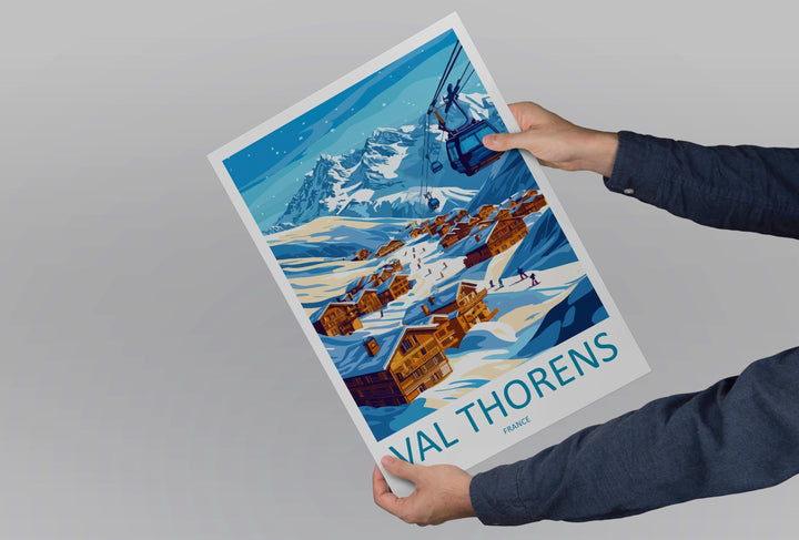 Val Thorens Travel Poster France Wall Art Ski Resort Print Alpine Landscape Illustration Snowy Village Decor Val Thorens Gift Souvenir