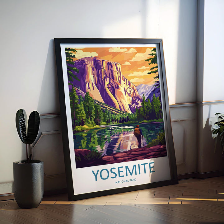 Yosemite Travel Poster National Park Wall Art Mountain Landscape Print Nature Scene Illustration USA Park Decor Yosemite Gift Souvenir