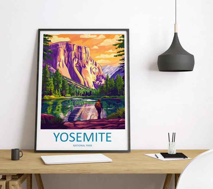 Yosemite Travel Poster National Park Wall Art Mountain Landscape Print Nature Scene Illustration USA Park Decor Yosemite Gift Souvenir