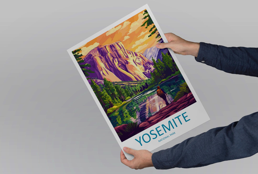 Yosemite Travel Poster National Park Wall Art Mountain Landscape Print Nature Scene Illustration USA Park Decor Yosemite Gift Souvenir