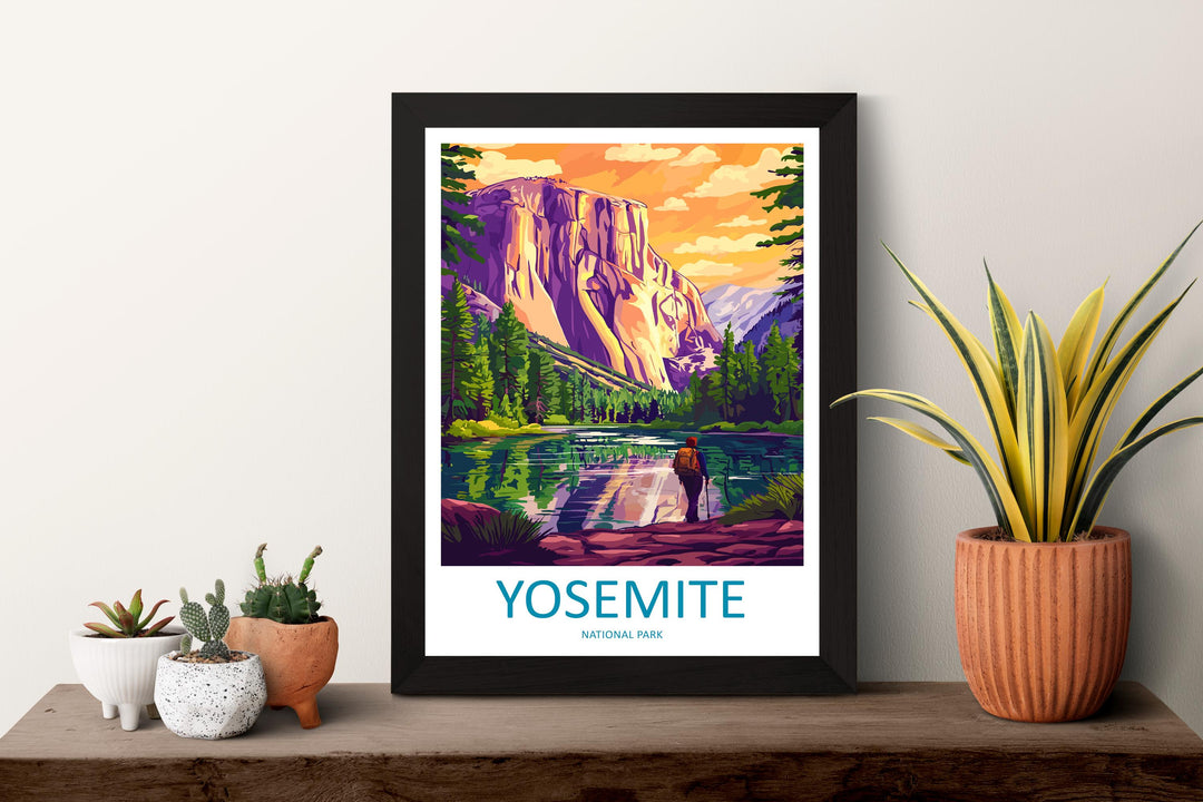 Yosemite Travel Poster National Park Wall Art Mountain Landscape Print Nature Scene Illustration USA Park Decor Yosemite Gift Souvenir