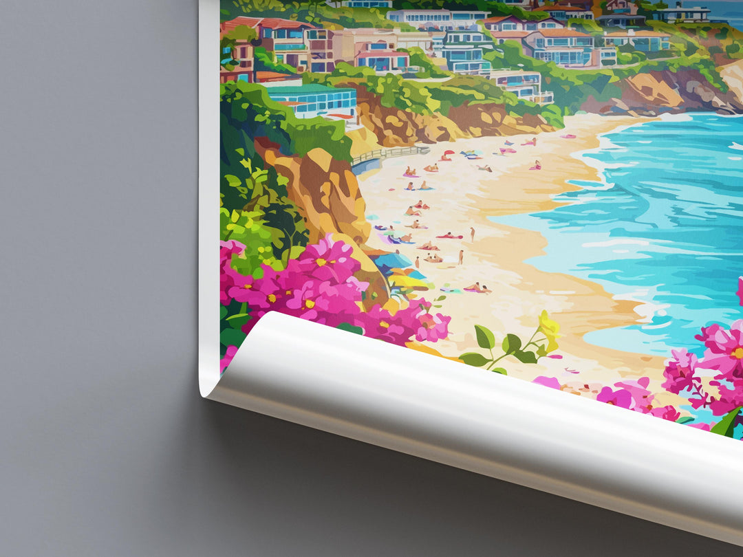 Laguna Beach Travel Poster California Wall Art Coastal Town Print Ocean View Illustration Cliffside Decor Laguna Gift Souvenir Scene