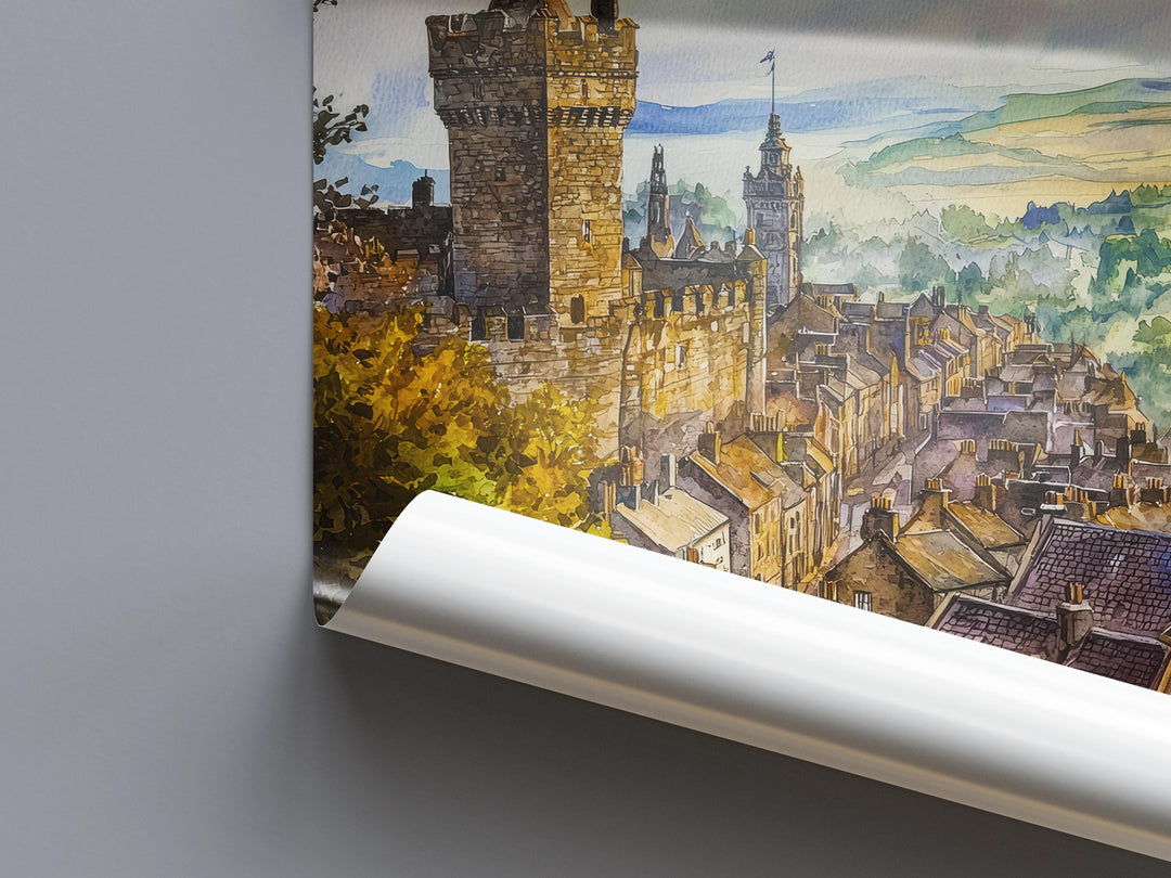 Stirling Watercolor Poster Stirling Travel Print Stirling Scotland Art Stirling Castle Decor Stirling Wall Art
