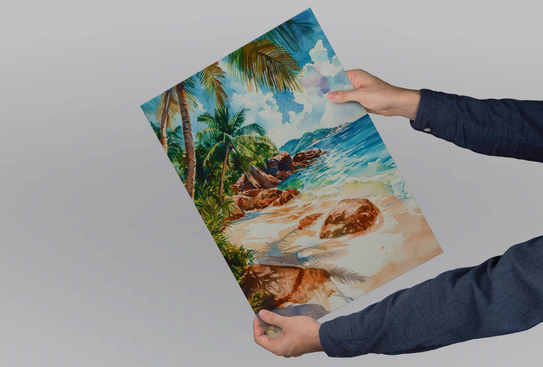 Seychelles Watercolor Poster Seychelles Travel Print Seychelles Island Art Seychelles Beach Decor Seychelles Wall Art