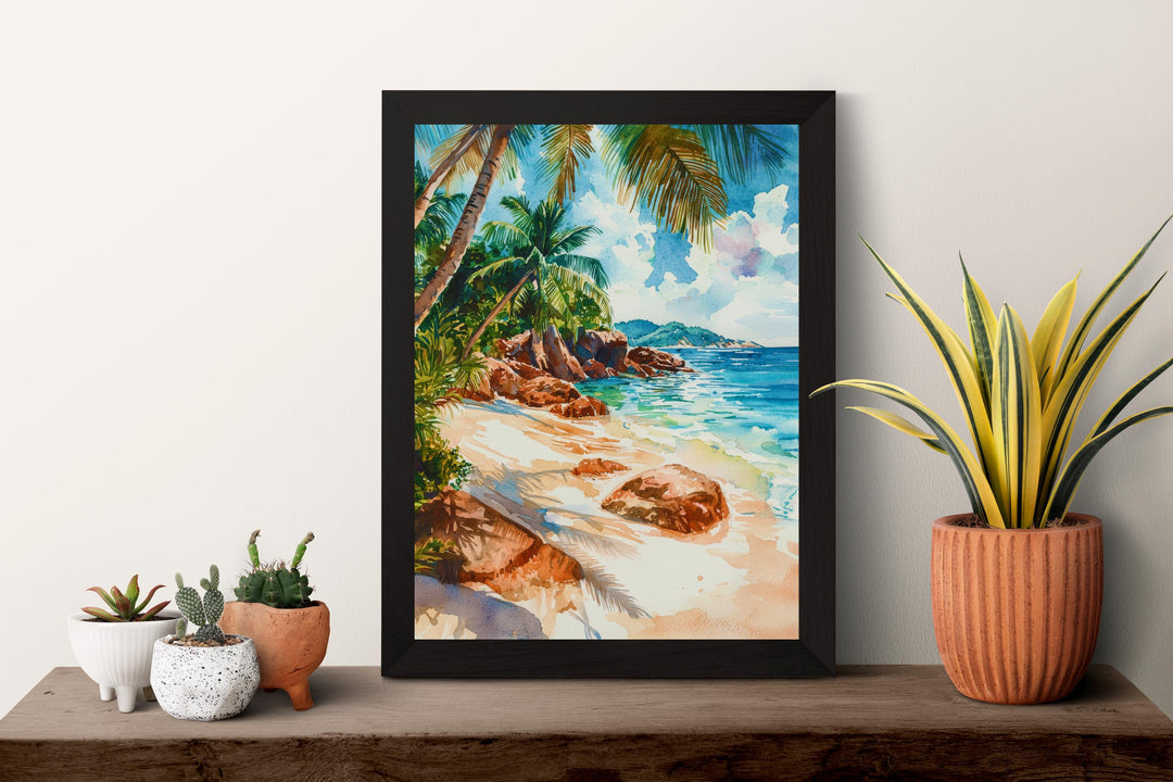 Seychelles Watercolor Poster Seychelles Travel Print Seychelles Island Art Seychelles Beach Decor Seychelles Wall Art