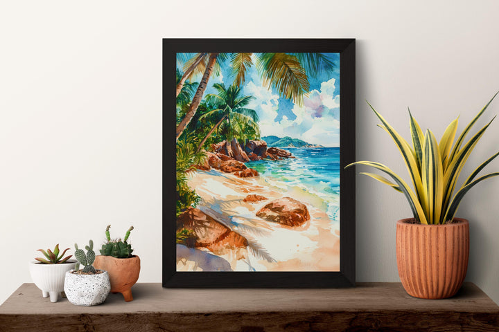 Seychelles Watercolor Poster Seychelles Travel Print Seychelles Island Art Seychelles Beach Decor Seychelles Wall Art
