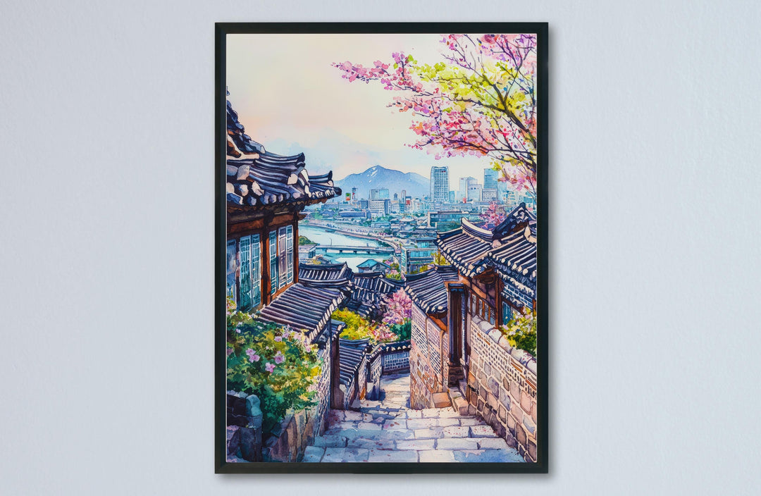 Seoul Watercolor Poster Seoul Travel Print Seoul South Korea Art Seoul City Decor Seoul Wall Art