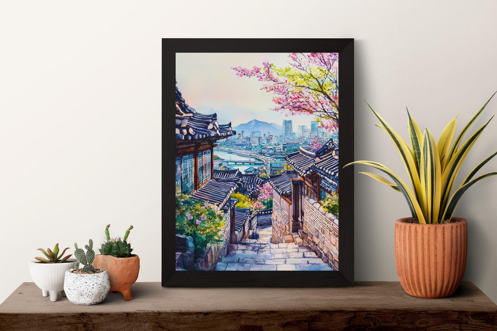 Seoul Watercolor Poster Seoul Travel Print Seoul South Korea Art Seoul City Decor Seoul Wall Art