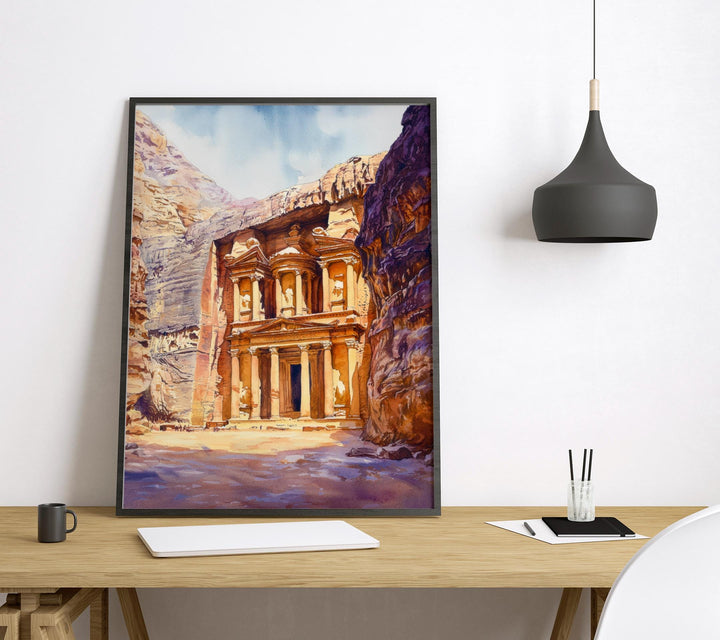 Petra Watercolor Poster Petra Travel Print Petra Jordan Art Petra Ruins Decor Petra Wall Art