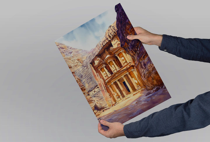 Petra Watercolor Poster Petra Travel Print Petra Jordan Art Petra Ruins Decor Petra Wall Art